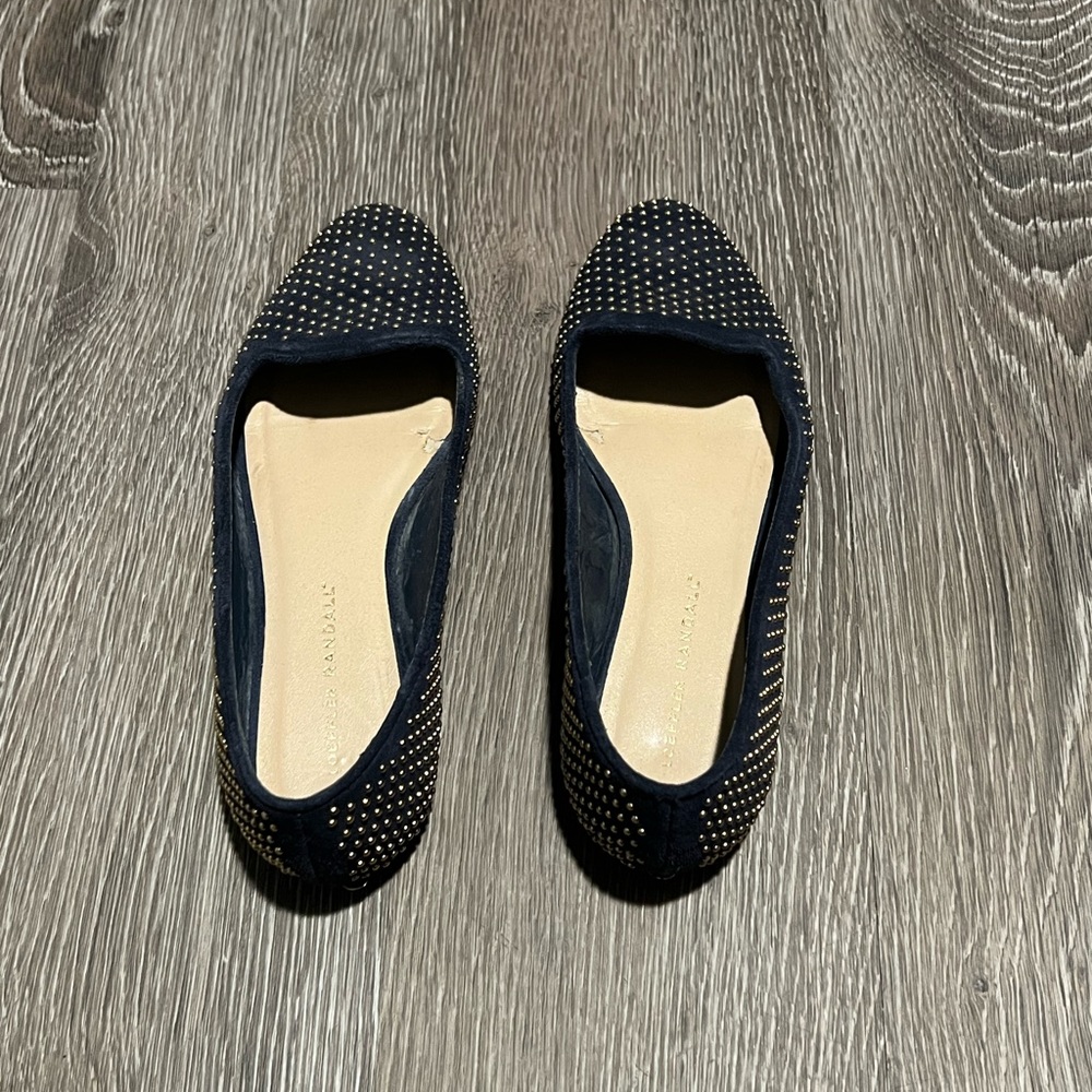 Loeffler Randall Navy and Gold flats size 8